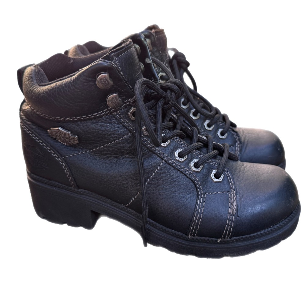 Harley Davidson Tyler D84280 women's black leather motorcycle chukka boot size 7